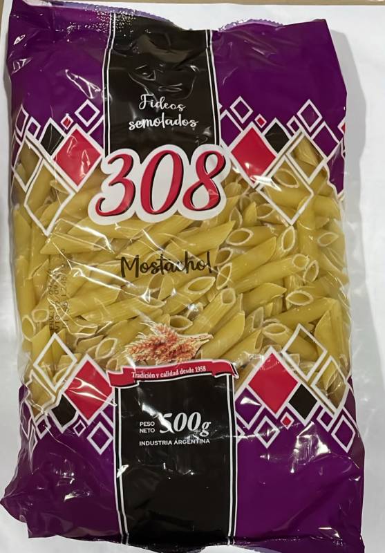 308 Fideos Mostachol Semola 12Ux500Grs