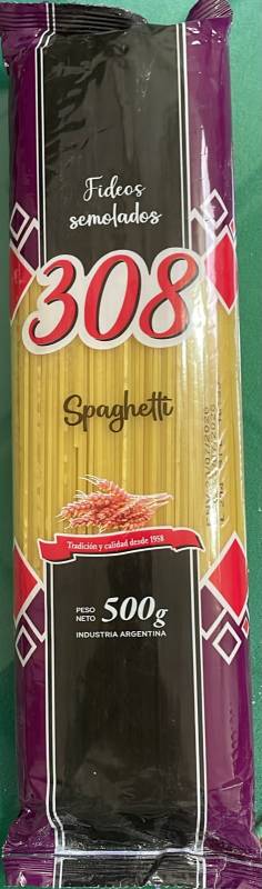 308 Fideo Spaghetti Semola 12Ux500Grs
